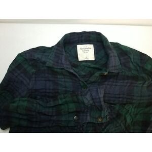 Abercrombie Fitch‎ Womens XS Flannel Button Up Plaid Long Sleeve